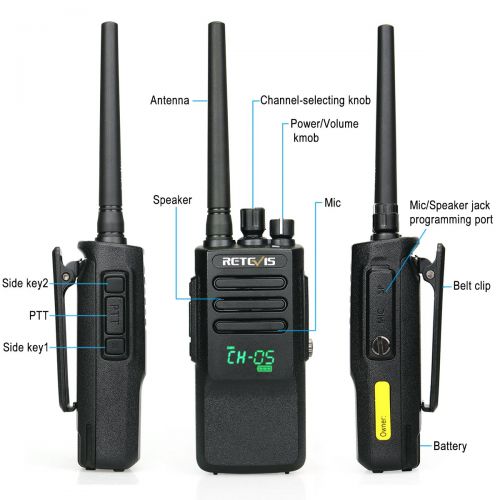  TYT Retevis RT50 DMR 2 Way Radio Waterproof IP67 UHF Dual Time All Call Scambler 2200mAh Digital Analog Walkie Talkies (1 Pack) with Active View Display