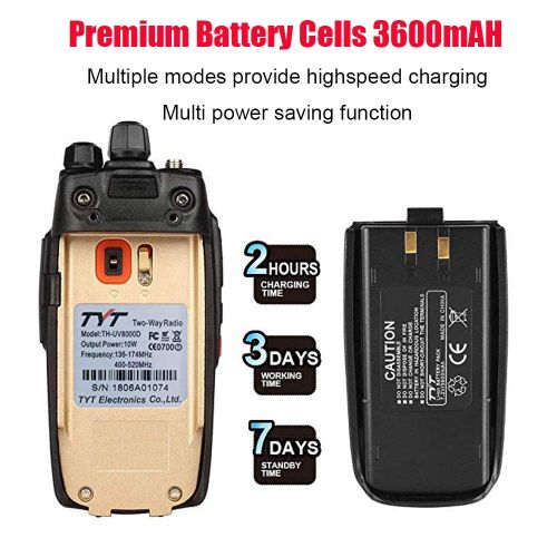  TYT TH-UV8000D High Power 10-Watt Dual Band 2M/70CM Two Way Radio Cross-Band Repeater Amateur Hand held Transceiver HAM, with Free Backup Battery