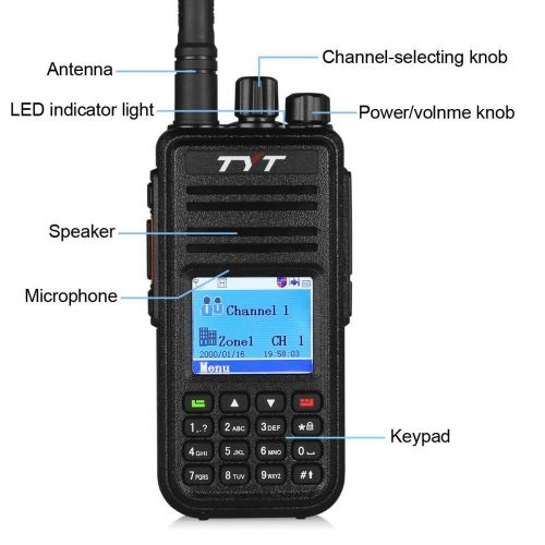  TYT MD-380 DMR/Analog UHF 400-480MHz 70CM 5-Watt Digital Handheld Transceiver MotoTRBO (TDMA Tier I and Tier II) Portable Ham Two-way Radio (Amateur), Includes Programming Cable &