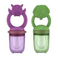 TYUE Baby Food Feeder Fruit Pacifier 2PCS Baby Teething Toys Dummy Weaning Feeding Soother Silicone Teats Teether Infants Toddlers, BPA Free 0-6 Months