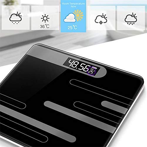  TZFFLSCAL Bathroom Floor Body Scale Glass Smart Scales Digital Weight Scale Line Black