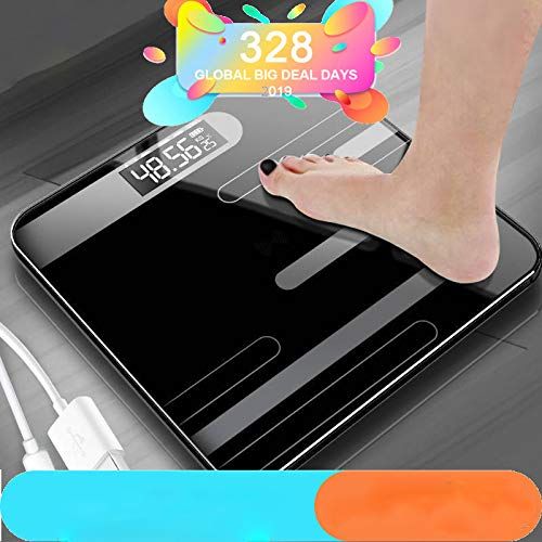  TZFFLSCAL Bathroom Floor Body Scale Glass Smart Scales Digital Weight Scale Line Black