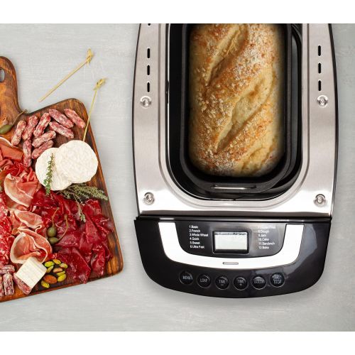  TZS First Austria - Brotbackautomat mit 2 Knethaken 900-1200g | Marmelade und Teig-Programm | Glutenfrei-Programm | Einstellbarer Braeunungsgrad | Startverzoegerung-Funktion 800W 12