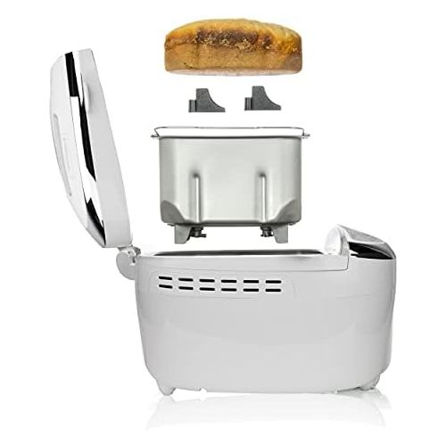  TZS First Austria - Brotbackautomat mit Rezeptheft, 1250g, 12 Automatik-Programmen, 2 Knethaken, Teig-Programm, Marmelade-Programm, Glutenfrei-Programm, Braeunungsgrad, Start-Verzoeg