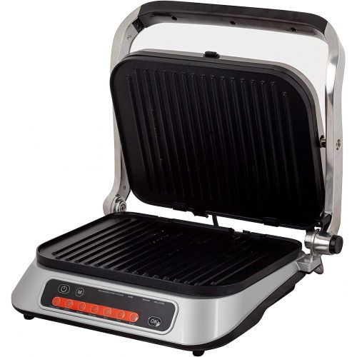  TZS First Austria - 2100 Watt Digital Contact Grill with Automatic Thickness Detection, Electric Table Barbecue Sandwich Toaster, 180° Opening Angle, Sandwich Grill, Automatic Disp
