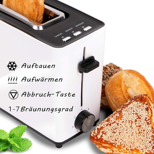  TZS First Austria - 2 Slices Long Slotted Toaster Toaster with Added Function, Cool-Touch Casing, Integrated Bun Attachment, Crumb Tray, Sandwich Toast, Suitable for Long Slotted T