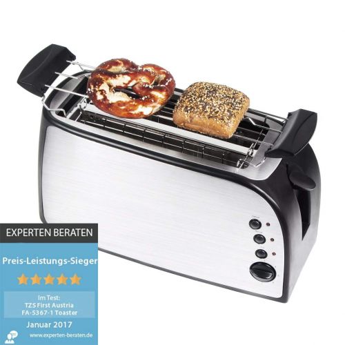  TZS First Austria Stainless Steel 4Panels 1500Watts With Crumb Tray Sandwich Toaster Long Slot for Abnembarer Sandwiches/Double Insulated Housing, Variable Temperature Control