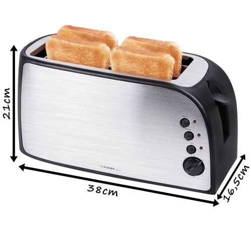  TZS First Austria Stainless Steel 4Panels 1500Watts With Crumb Tray Sandwich Toaster Long Slot for Abnembarer Sandwiches/Double Insulated Housing, Variable Temperature Control