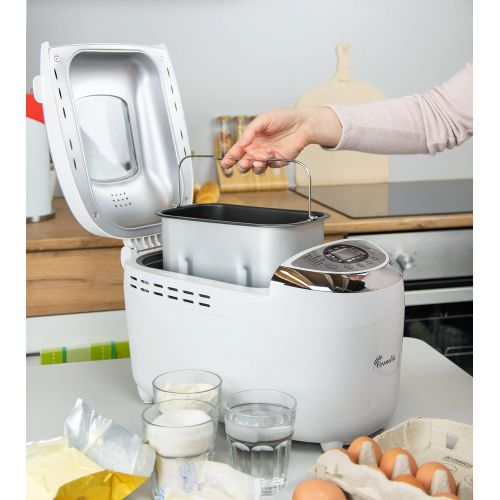  TZS First Austria - Brotbackautomat mit Rezeptheft, 1250g, 12 Automatik-Programmen, 2 Knethaken, Teig-Programm, Marmelade-Programm, Glutenfrei-Programm, Braunungsgrad, Start-Verzoeg