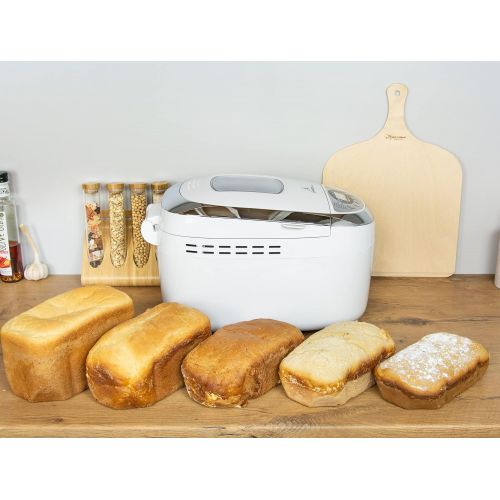  TZS First Austria - Brotbackautomat mit Rezeptheft, 1250g, 12 Automatik-Programmen, 2 Knethaken, Teig-Programm, Marmelade-Programm, Glutenfrei-Programm, Braunungsgrad, Start-Verzoeg