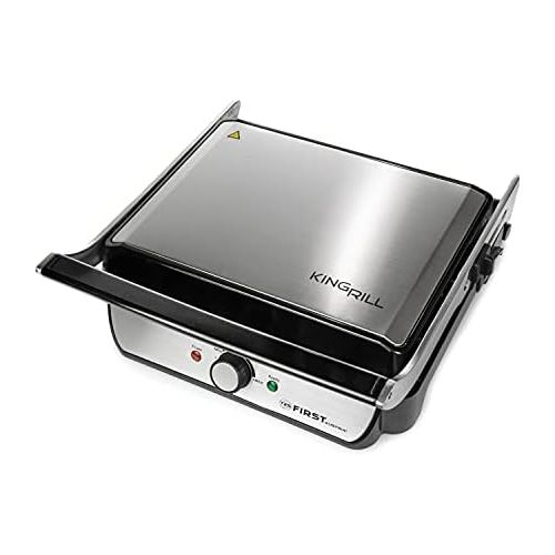  TZS First Austria - 2000W XXL elektrischer Kontaktgrill mit herausnehmbaren Platten, 180° OEffnung, Panini-Maker Grill Tischgrill mit Temperaturregler, grosse Platten, Fettauffangsch