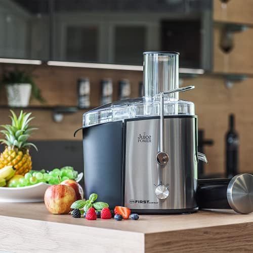  TZS First Austria - 800 Watt Edelstahl Zentrifugal-Entsafter XXL 75mm Einfuelloeffnung, Saugnapf-Fuesse, Tropfstoppfunktion Zentrifugalentsafter elektrisch, Juicer Extractor, UEberhitzu