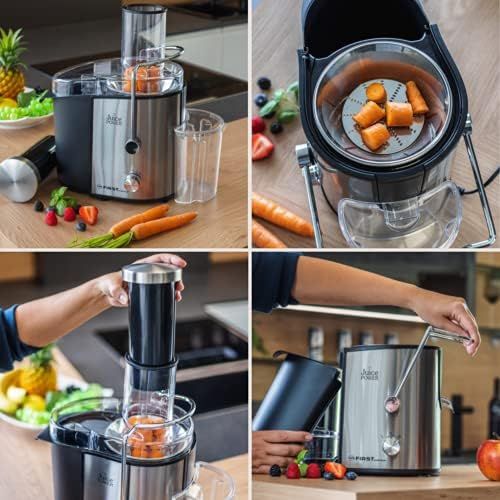  TZS First Austria - 800 Watt Edelstahl Zentrifugal-Entsafter XXL 75mm Einfuelloeffnung, Saugnapf-Fuesse, Tropfstoppfunktion Zentrifugalentsafter elektrisch, Juicer Extractor, UEberhitzu