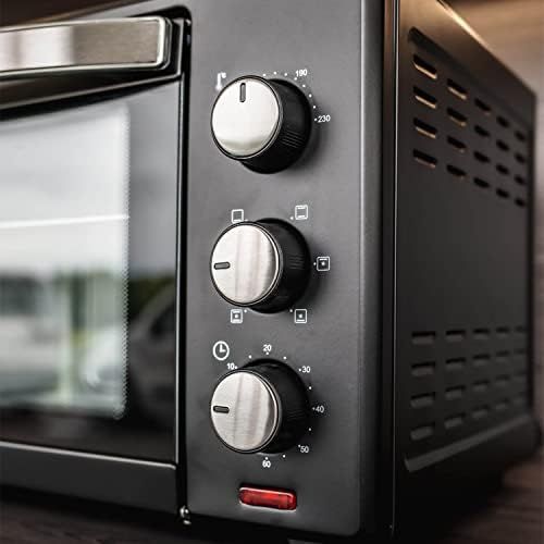  TZS First Austria - 19 Liter Minibackofen mit Kruemelblech | 1380 Watt | Innenbeleuchtung | Umluft | Mini Pizza-Ofen | Doppelglastuer | Timer | Backofen | Mini Backofen | Pizzaofen