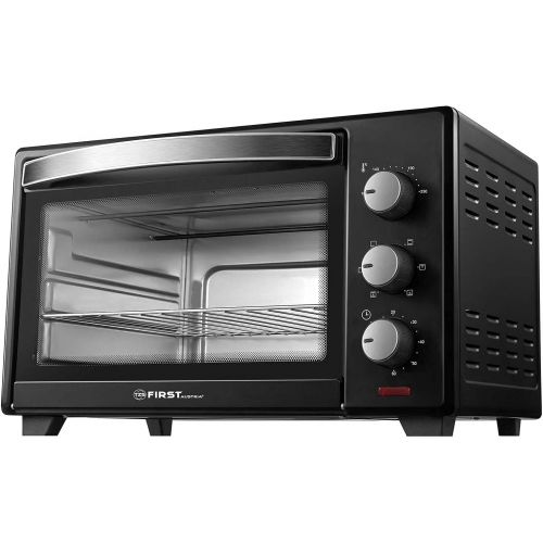  TZS First Austria - 19 Liter Minibackofen mit Kruemelblech | 1380 Watt | Innenbeleuchtung | Umluft | Mini Pizza-Ofen | Doppelglastuer | Timer | Backofen | Mini Backofen | Pizzaofen