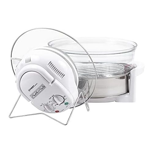  TZS First Austria - Halogenofen FA-5030-1 1400 Watt weiss 17 Liter mit Erweiterungsring Mini-Ofen Halogenofen mit Rezeptheft und Glasschuessel