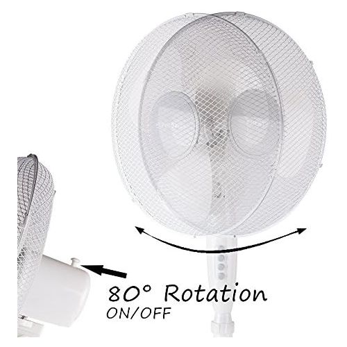  TZS First Austria - 50 Watt 40cm Standventilator extra leise max. 57dB | Ventilator 3 Geschwindigkeitsstufen | verstellbarer Neigungswinkel in 3 Stufen | oszillierend | hoehenverste