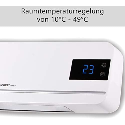  TZS First Austria - Keramik Wandheizluefter mit Fernbedienung und Temperatureinstellung von 10°C - 49°C | Offenes-Fenster-Funktion | Timer 1-12 Std | Heizluefter | Wochentage-Program