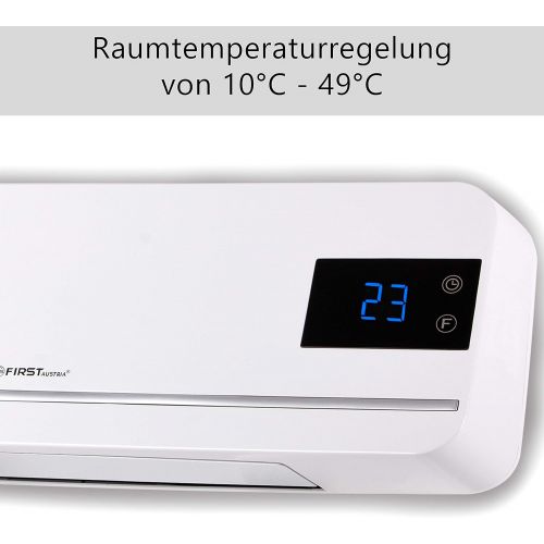  TZS First Austria - Keramik Wandheizluefter mit Fernbedienung und Temperatureinstellung von 10°C - 49°C | Offenes-Fenster-Funktion | Timer 1-12 Std | Heizluefter | Wochentage-Program