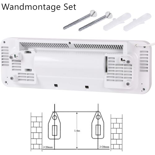  TZS First Austria - Keramik Wandheizluefter mit Fernbedienung und Temperatureinstellung von 10°C - 49°C | Offenes-Fenster-Funktion | Timer 1-12 Std | Heizluefter | Wochentage-Program