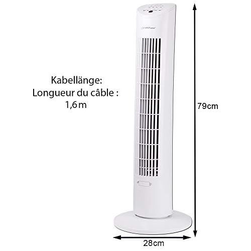  TZS First Austria - 60 Watt 79cm Saulenventilator mit Fernbedienung | Sleep-Modus | Nature-Modus | 7,5 Std Timer | Oscillation | Duftfach | Turmventilator | Towerventilator | maxim