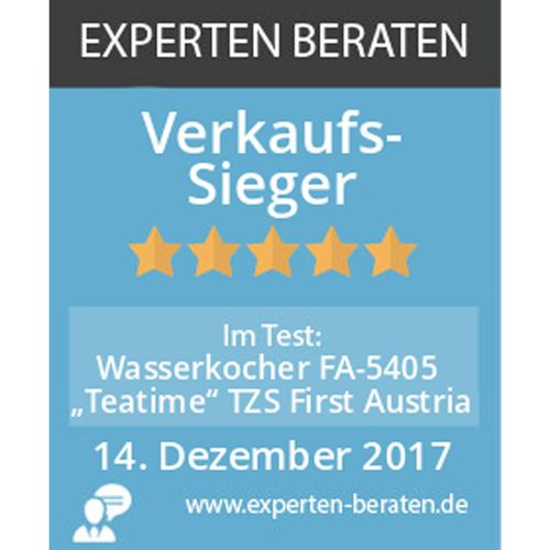  TZS First Austria -1,8L Glaswasserkocher mit Teesieb Kalkfilter, Wasserkocher mit Teeeinsatz LED Beleuchtung-Farbe je nach Temperaturwahl 40, 60, 70, 90, 100°C, Warmhaltefunktion,