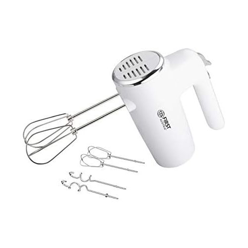  [아마존베스트]TZS First Austria Electric Hand Stirrer with Extra Long Whisk for Deep Bowls 300 W | 6 Speeds Turbo Button | Hand Mixer Stainless Steel Whisk and Dough Hook | Stirrer White | Hand Stirrer