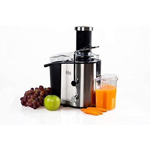  [아마존베스트]TZS First Austria Gemuese & Obst Entsafter, elektrische Saftpresse, mit 2 Geschwindigkeitsstufen & Drehschalter, aus Edelstahl, in Stahl/Schwarz, 800 W