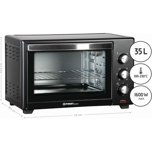  [아마존베스트]-Service-Informationen TZS First Austria - 35 Litres, 1600 Watt Mini Oven with Interior Lighting and Circulation, Mini Pizza Oven, Double Glass Door, Timer, Mini Oven, Pizza Oven, Removable Crumb Plate,