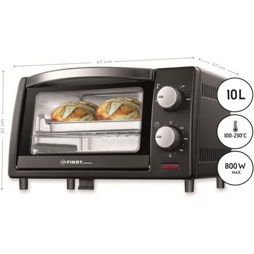  [아마존베스트]-Service-Informationen TZS First Austria 10Litres Minibac Kofen with 800Watt | in Top Heat Up To 230°C Variable temperature control | 60Minute Timer | Two Side Heights Double Glass Door Mini Oven Coo