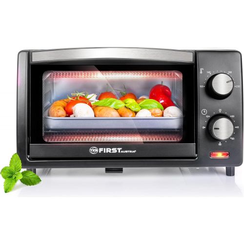  [아마존베스트]-Service-Informationen TZS First Austria 10Litres Minibac Kofen with 800Watt | in Top Heat Up To 230°C Variable temperature control | 60Minute Timer | Two Side Heights Double Glass Door Mini Oven Coo