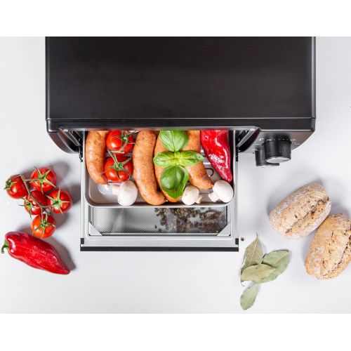  [아마존베스트]-Service-Informationen TZS First Austria 10Litres Minibac Kofen with 800Watt | in Top Heat Up To 230°C Variable temperature control | 60Minute Timer | Two Side Heights Double Glass Door Mini Oven Coo