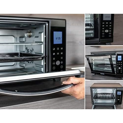  [아마존베스트]-Service-Informationen TZS First Austria Tabletop Oven Compact Electric Oven for Table Use Baking & Barbecue with Digital Control Panel and Rotisserie in Black 2000W