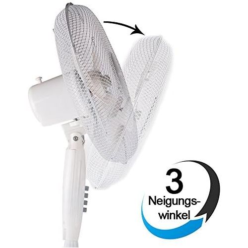  [아마존베스트]TZS First Austria Pedestal Fan, 50 Watts, 40 cm, Extra Quiet At Max. 57 dB, 3 Speed Settings, 3 Adjustable Tilt Angles, Oscillating, Adjustable In Height up to 118 cm, White