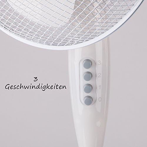  [아마존베스트]TZS First Austria Pedestal Fan, 50 Watts, 40 cm, Extra Quiet At Max. 57 dB, 3 Speed Settings, 3 Adjustable Tilt Angles, Oscillating, Adjustable In Height up to 118 cm, White