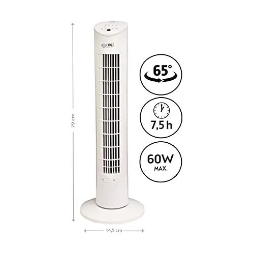  [아마존베스트]TZS First Austria 60 Watt 79 cm Column Fan with Remote Control, Sleep Mode / Nature Mode 7.5 Hour Timer, Oscillation Fragrance Fan / Tower Fan Maximum 51 dB, White