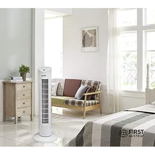  [아마존베스트]TZS First Austria 60 Watt 79 cm Column Fan with Remote Control, Sleep Mode / Nature Mode 7.5 Hour Timer, Oscillation Fragrance Fan / Tower Fan Maximum 51 dB, White