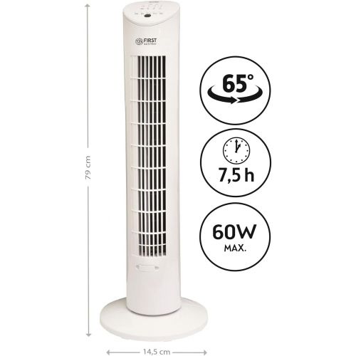  [아마존베스트]TZS First Austria 60 Watt 79 cm Column Fan with Remote Control, Sleep Mode / Nature Mode 7.5 Hour Timer, Oscillation Fragrance Fan / Tower Fan Maximum 51 dB, White