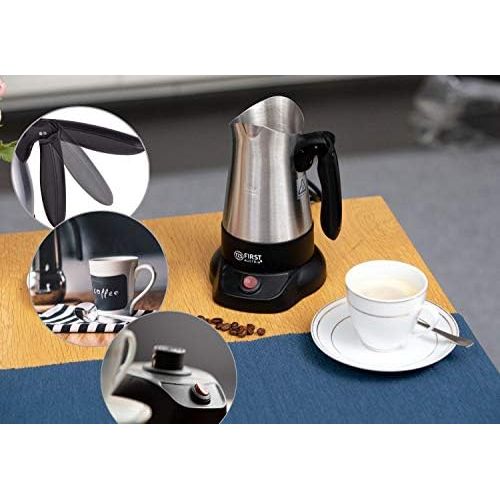  [아마존베스트]TZS First Austria Coffee Maker Turkish Mocha Maker 0.35L Kettle with Fold Out Handle Black/Stainless Steel 800W