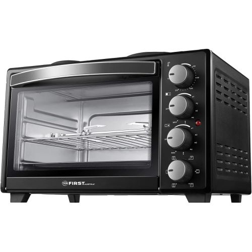  [아마존베스트]TZS First Austria - 30 litre 3200 watt mini oven with hotplates and crumb tray, rotisserie, air circulation mini | mini kitchen | hotplates can be used separately | simultaneously