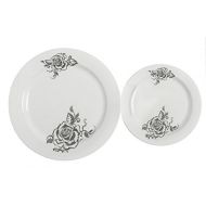 Table To GoI Cant Believe its Plastic 50-Piece Plate Set, Includes 25 10-Inch Dinner Plates and 25 7.5-Inch Salad Plates, Flower Design