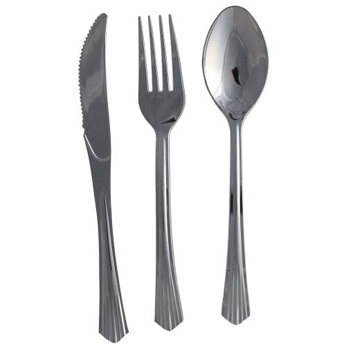  Table To Go 1000 Piece New Reflections Heavyweight Disposable Flatware, Silver