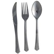 Table To Go New Silver Reflections Heavyweight Disposable Flatware (200 Pieces), Silver