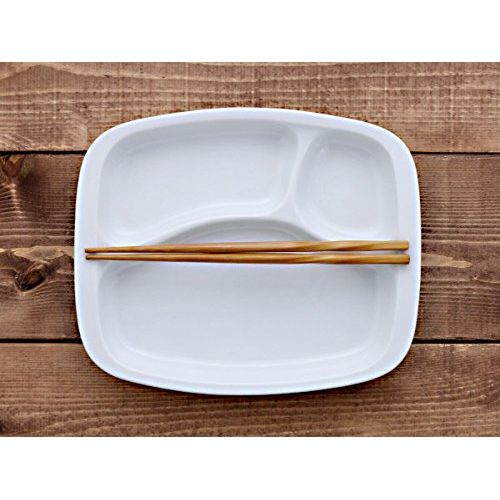  Table ware East Tableware East Stylish White Round-Corner Rectangular Divided Lunch Plate 3-Compartments Made in Japan