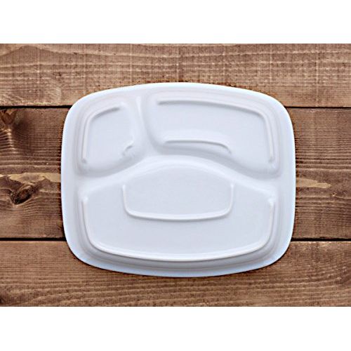  Table ware East Tableware East Stylish White Round-Corner Rectangular Divided Lunch Plate 3-Compartments Made in Japan