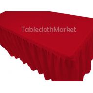 Tablecloth Market 8 Ft. Fitted Tablecloth Single Pleated Polyester Table Skirt Cover W/top Topper Red