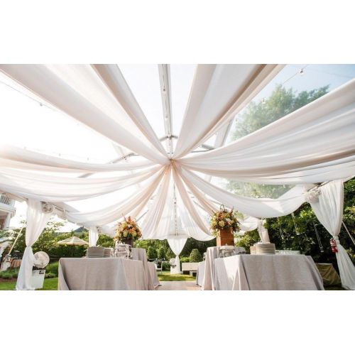  Tablecloth Market Ceiling Draping Ivory Sheer Ceiling Curtain Voile Chiffon Ceiling Drape 10 Ft W X 25 Ft H Panel Wedding