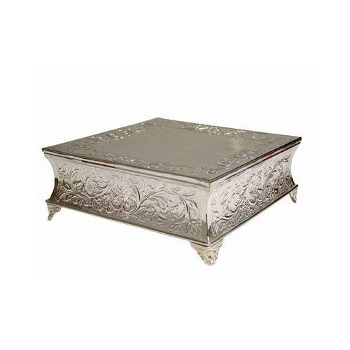  Tableclothsfactory 14 Square Silver Cake Plateau