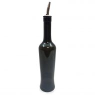 Tablecraft H934 Luna Glass Bottle, 17 oz., with stainless steel pourer, dark green