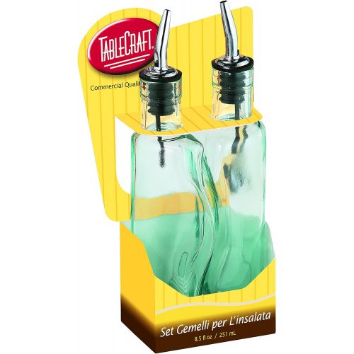  Tablecraft Gemellie Set Oil and Vinegar Bottles, Tinted, Green